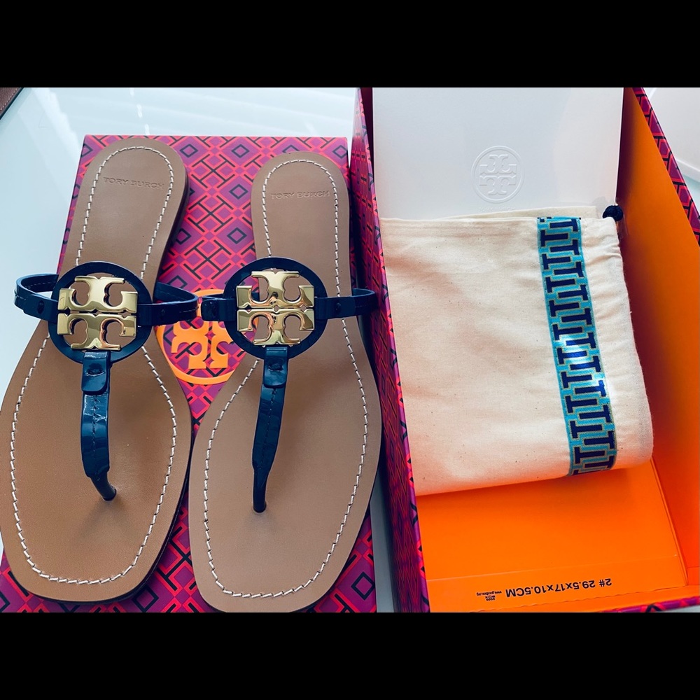 Tory Burch Mini Miller Patent Leather Thong Sandal